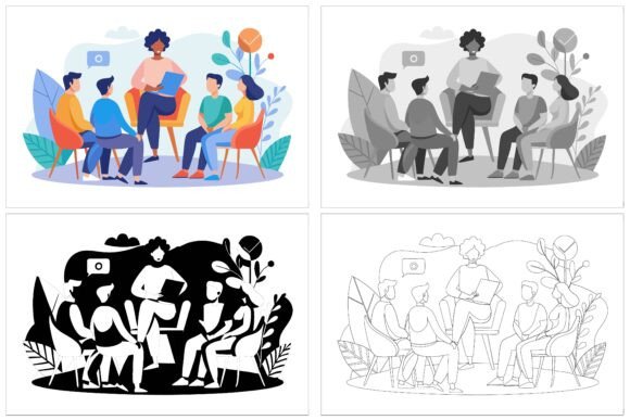 Business Office Conversation: Elevate Your Professional Visuals with Versatile AI EPS Illustration Sets