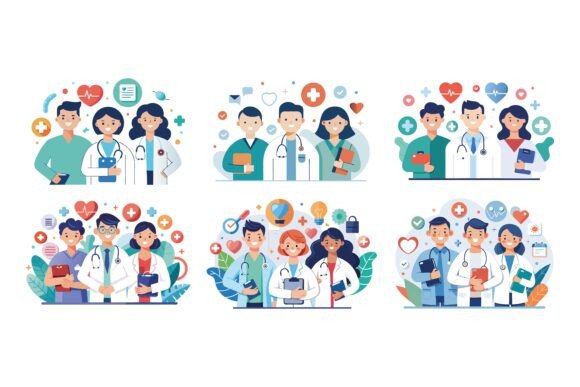 Happy Doctor Illustration Set for Creative Projects