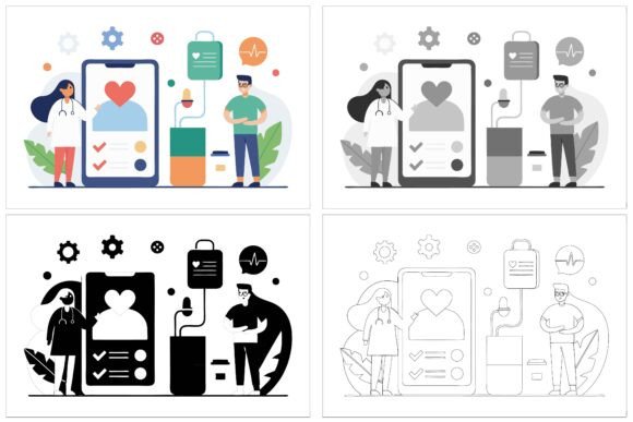 Medical Consultation with Doctor: Versatile AI EPS Illustrations