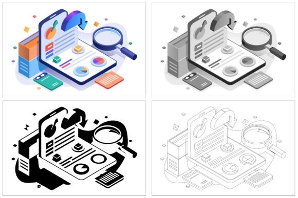Office Orthogonal Icon Set: Elevate Your Digital Projects