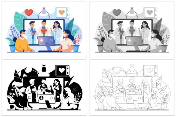 Online Consultation Doctor: AI EPS Illustrations for Modern Telehealth
