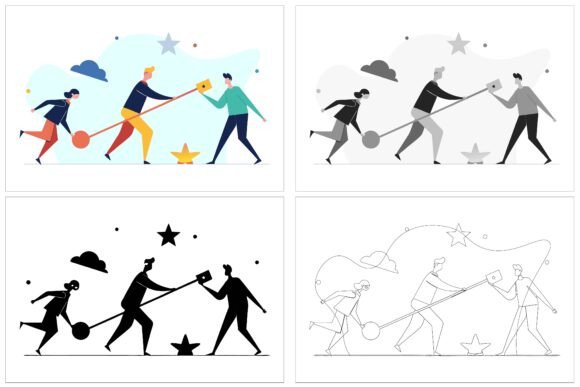 People Team Work Together – A New Standard for Versatile AI EPS Illustration Sets