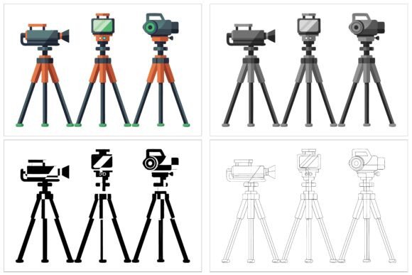 Video Recorder Icons Set Cartoon Vector for Creators